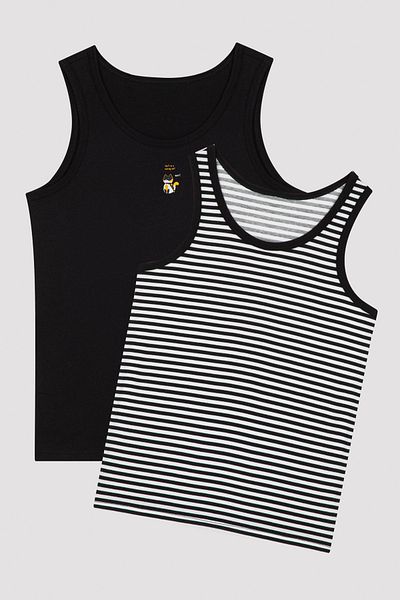 Penti Multicolored Boy's 2-Piece Undershirt with Cat Motif