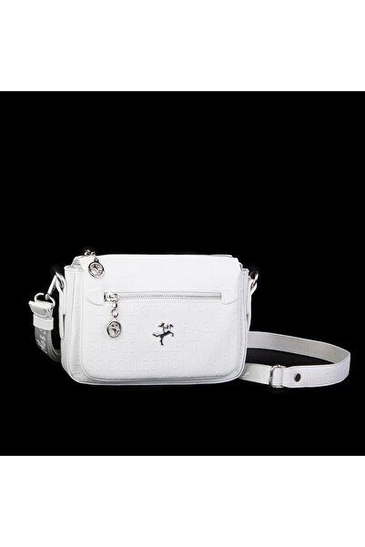 Nas Bag Λευκό ανάγλυφο - Γυναικεία τσάντα χιαστί, πολλαπλών τμημάτων, ρυθμιζό...