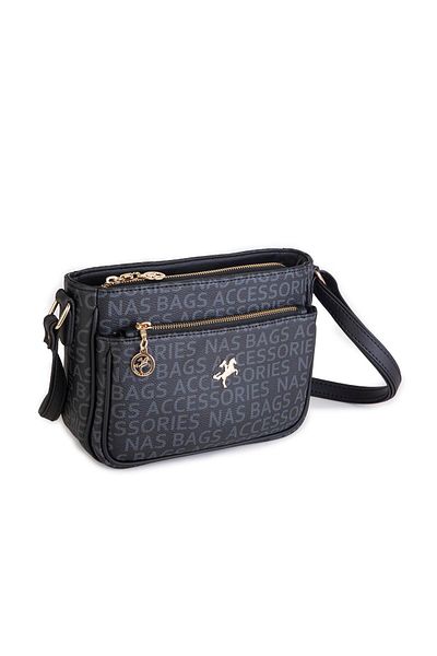 Nas Bag Geantă de damă cu curea reglabilă și compartiment interior cu scris negru