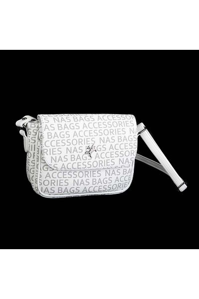 Nas Bag Geantă Crossbody Albă Scrisă