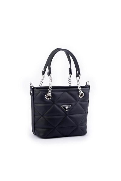 Nas Bag Mini geantă de mână matlasată cu lanț pentru femei 1305 Black Dona (19X19)