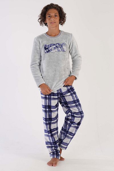 VİENETTA Costum de pijama gri Welsoft cu mânecă lungă pentru băiat C8T7N0O303
