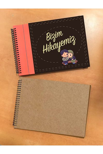 PAKLON Povestea noastră - Caiet de memorie A4 personalizat cu 2 nume (frunză interioară Kraft)