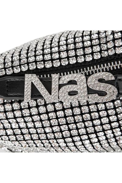 Nas Bag Geantă de damă, negru, alb, diamant, negru, geantă cu curea elegantă-a978