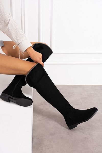 wolk shoes Suede Μαύρα Μακριά Μποτάκια - Γυναικεία, Maji με φερμουάρ