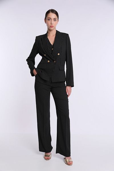 Yake Gold Button Detailed Striped Triple Set