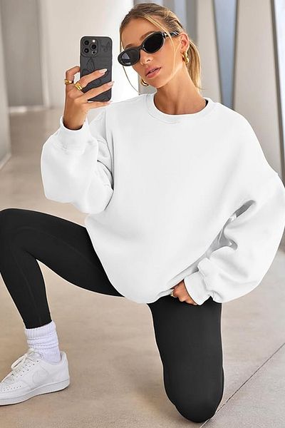 MAXIMILLIAN Crew Neck Oversize Women's Sweatshirt - Ecru