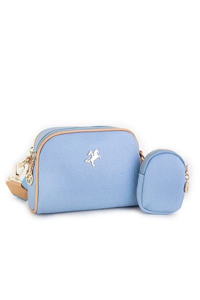 Nas Bag Mini geantă crossbody pentru femei în relief Blue Camel