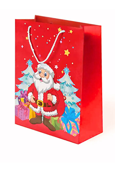 Genel Markalar Yılbaşı Hediye Çantası, Kraft Poşet, Noel Baba 25x30cm Pakette...