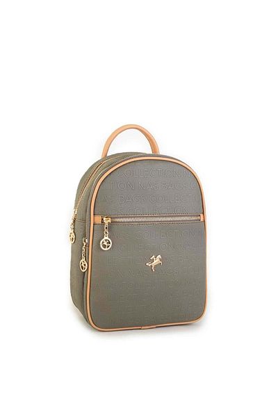 Nas Bag Rucsac de damă verde Camel în relief