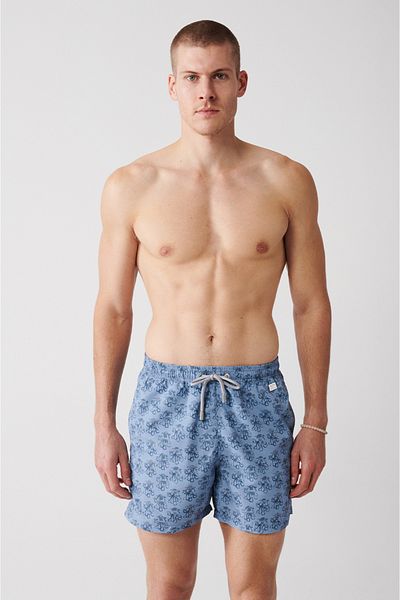 Avva Graue, schnell trocknende Badeshorts mit kleinem Oktopus-Aufdruck in Standardgröße, speziell verpackt, bequeme Passform