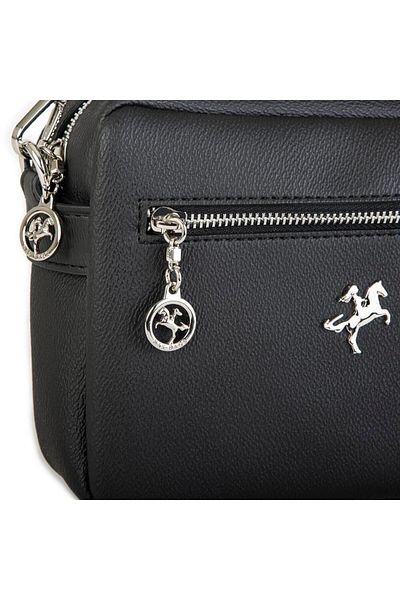 Nas Bag Geantă Mini Crossbody Coral Negru cu Curea Reglabilă - Cu Portofel