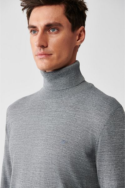 Avva Grauer Rollkragenpullover aus Wollmischung für Herren B 005014