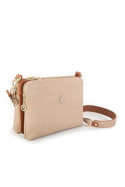 Nas Bag Geantă Crossbody damă cu nisip bronz în relief