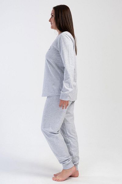 VİENETTA Σετ πιτζάμες Plus Size Grey Melange - 2 κλωστές, μακρύ μανίκι C1T2N0O304