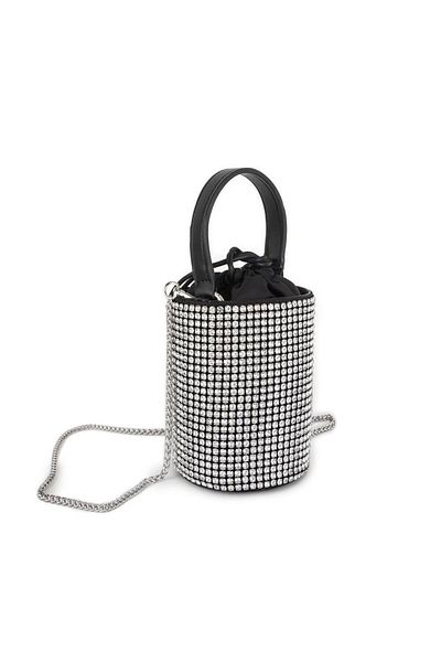 Nas Bag Geantă de damă Crossbody Negru Alb Diamant Negru Argintiu Stone Cilindru