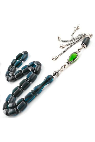TESBİHCİBABA Misty Green Capsule Cut Squeezed Amber Prayer Beads