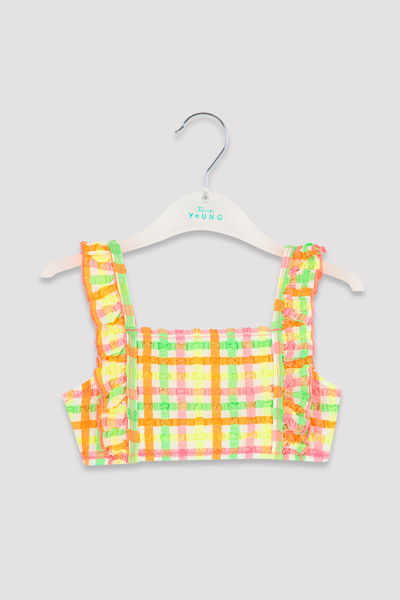 Penti Neon Renkli Kız Çocuk Gingham Kare Desenli Bikini Takımı