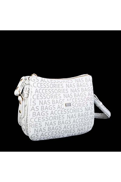 Nas Bag Geantă Crossbody Scrisă Albă