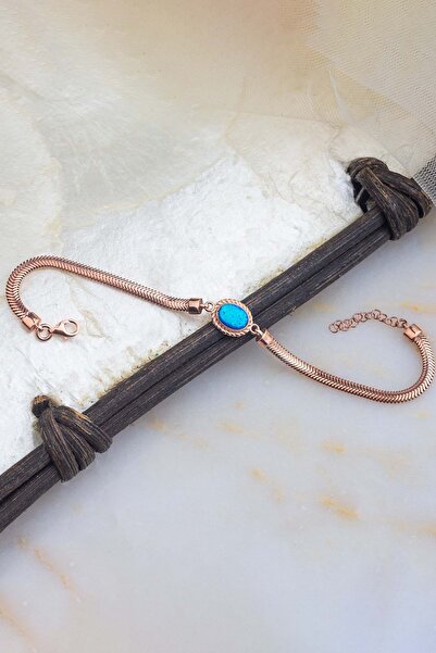 Else Silver 925 Ayar Oval Opal Taşlı Balık Sırtı Gümüş Bileklik