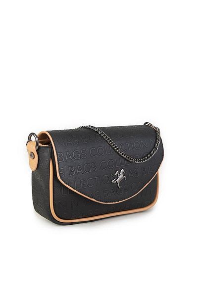 Nas Bag Geantă Crossbody Black Camel în relief
