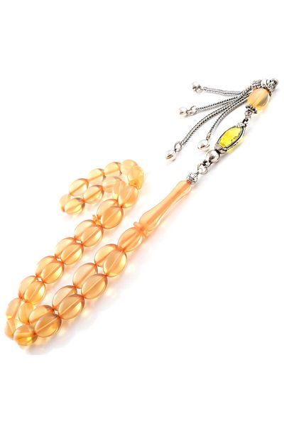 TESBİHCİBABA Transparent Structure Day Yellow Squeezed Amber Prayer Beads