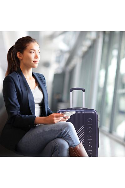 Giordano Logo Large Suitcase Navy, ABS Hard Shell Lightweight Durable Secure Number Lock.