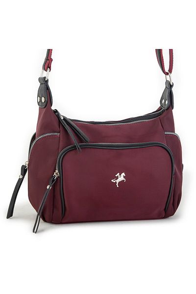 Nas Bag Geantă de damă neagră roșu Claret - țesătură importată (26x21x15 cm)