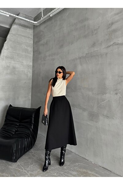 Swet Shop Jeans Fusta de damă cu talie înaltă, lungime midi, cu talie elastică