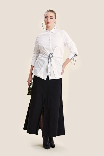 VERDA Shirt with Pleated Front Accessory Detail