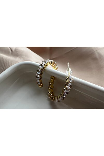 Çelik Taşlı Halka Çelik Küpe