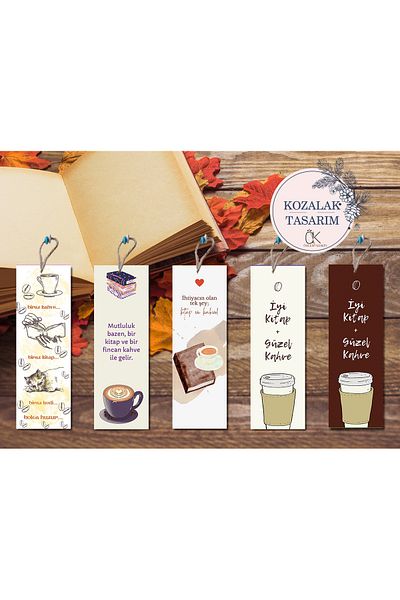 Kozalak Tasarım Coffee Concept Pvc Coated Bookmark Set of 5