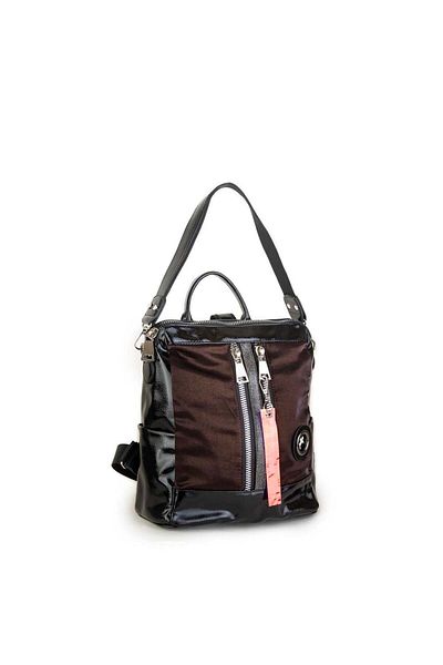 Nas Bag Γυναικείο σακίδιο πλάτης καφέ Lurex