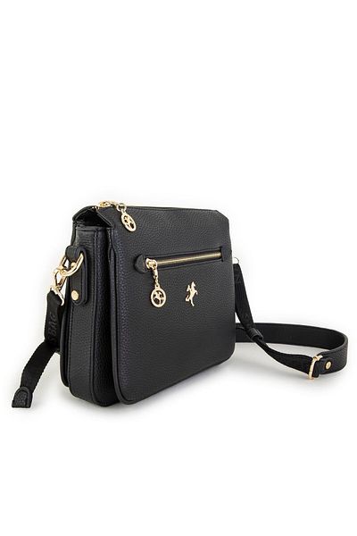 Nas Bag Geantă neagră de damă - curea groasă reglabilă, 26 cm (lățime: 22 cm)