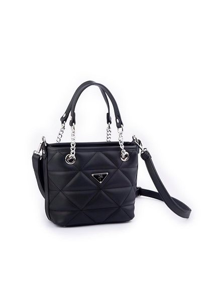 Nas Bag Mini geantă de mână matlasată cu lanț pentru femei 1305 Black Dona (19X19)