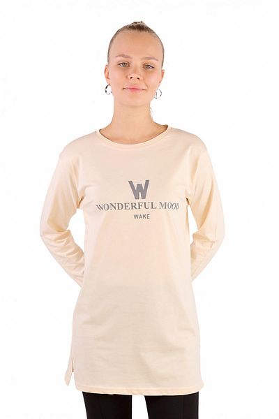 Rays 3981 Wonderful Printed - Stone Color Long Sleeve T-Shirt