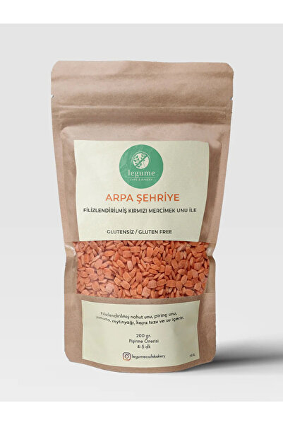 LEGUME Glutensiz Bakliyat Unlu Filizlendirilmiş Kırmızı Mercimek Unlu Arpa Şehriye 200 Gr.