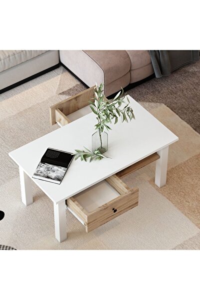 Derya Dekor Lizbon Beyaz Orta Sehpa