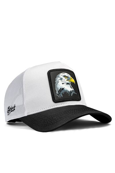 BlackBörk V1 Μαύρο-άσπρο καπέλο Trucker με λογότυπο Eagle