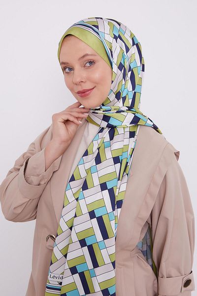 Levidor Oil Green Cube Pattern Angel Shawl