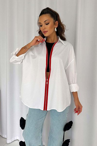 Mine Tan Butik Cămașă neagră de damă - cu detaliu cu fermoar deasupra capului