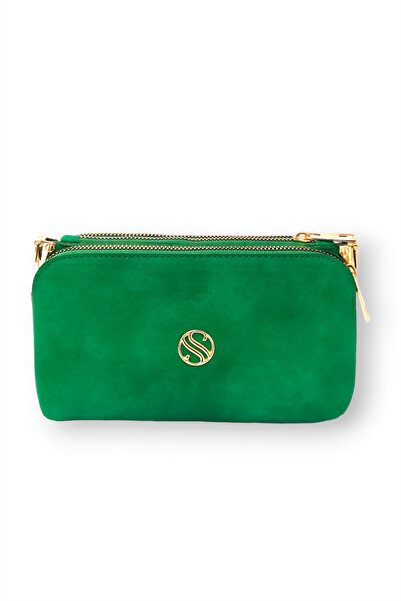 Çlk Accessories Small Crossbody Bag with Three Zippers Green Trçantasm2007