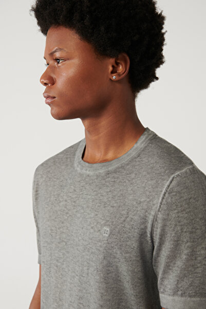 Avva Men's Anthracite Crew Neck Knitwear Regular Fit T-Shirt A41Y5074