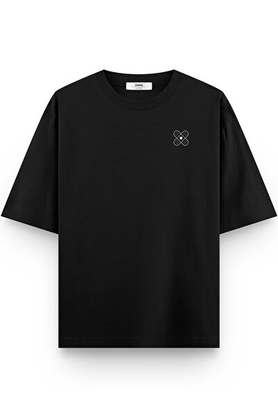 Overoz Чорна оверсайз унісекс футболка - принт на спині, з написом, 1224