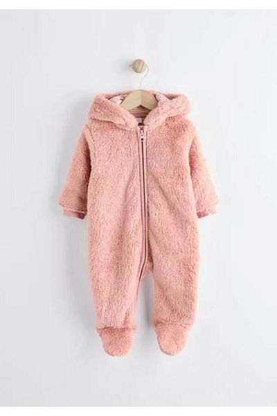 Next Baby Girl Zippered Hooded Fleece Romper