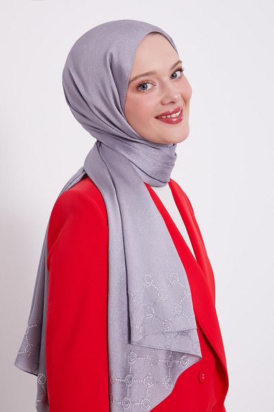 Levidor Şal cu diamante cu model hexagonal argintiu