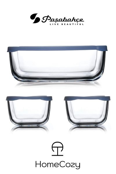 Paşabahçe 96881 - 3-Piece Breakfast Snow Kamasa with Lid and Glass Storage Container