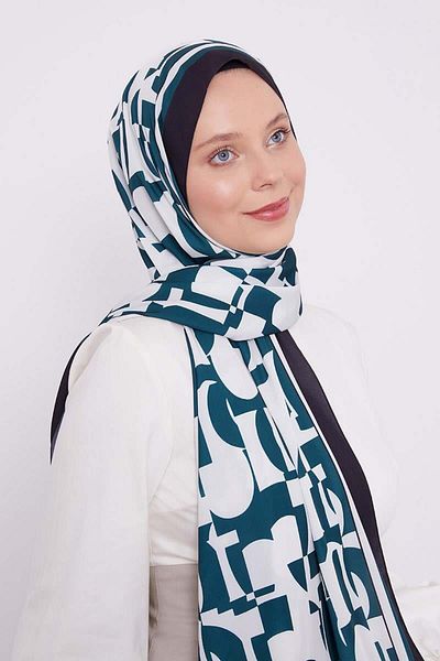 Levidor Black-Emerald Abstract Pattern Club Shawl