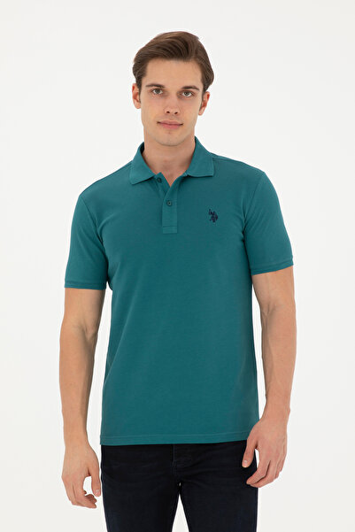 U.S. Polo Assn. Ανδρικό μπλουζάκι με λεπτή εφαρμογή Polo Neck Dark Green Basi...