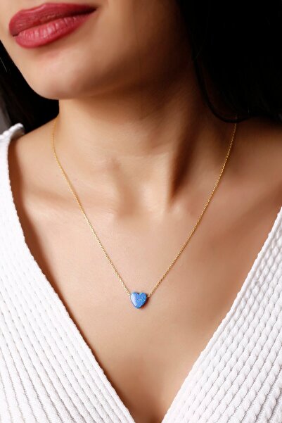 SARIASLAN Opal Taşlı Kalpli Kolye Altın Renk